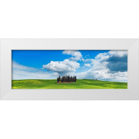 Cypresses- Val dOrcia- Tuscany White Modern Wood Framed Art Print by Krahmer, Frank