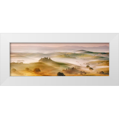 Val dOrcia panorama- Siena- Tuscany White Modern Wood Framed Art Print by Krahmer, Frank
