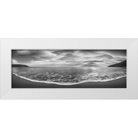 Onda del mattino (BW) White Modern Wood Framed Art Print by Fulvio, Ferrua