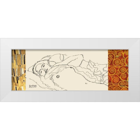 Deco Woman I White Modern Wood Framed Art Print by Klimt, Gustav