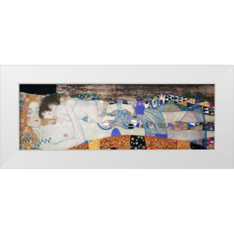 The Three Ages of Woman White Modern Wood Framed Art Print by Klimt, Gustav