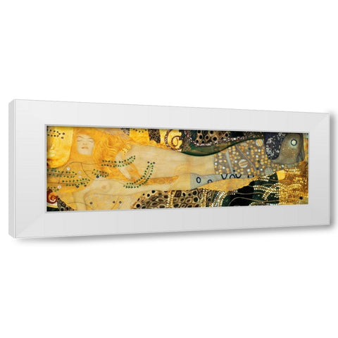 Water Serpents I White Modern Wood Framed Art Print by Klimt, Gustav