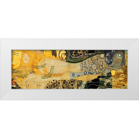 Water Serpents I White Modern Wood Framed Art Print by Klimt, Gustav