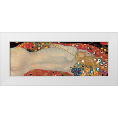 Sea Serpents I White Modern Wood Framed Art Print by Klimt, Gustav