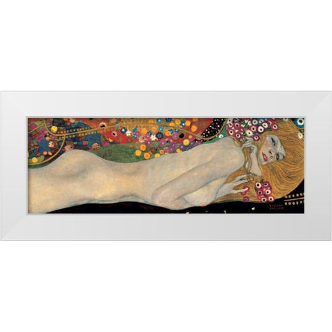 Sea Serpents II White Modern Wood Framed Art Print by Klimt, Gustav