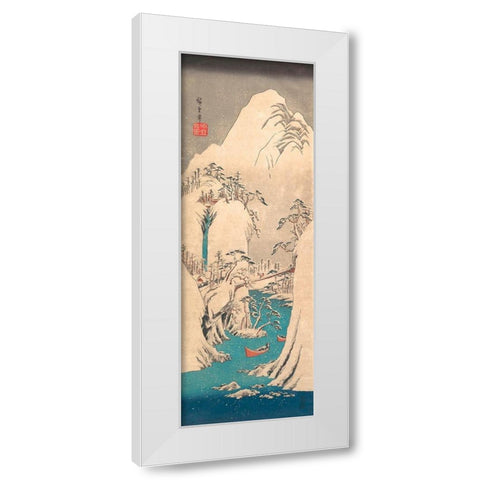 Snowy Gorge White Modern Wood Framed Art Print by Hiroshige, Ando