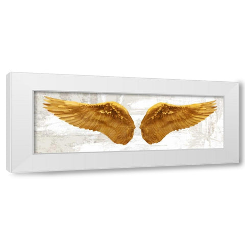Angel Wings (Gold II) White Modern Wood Framed Art Print by Joannoo