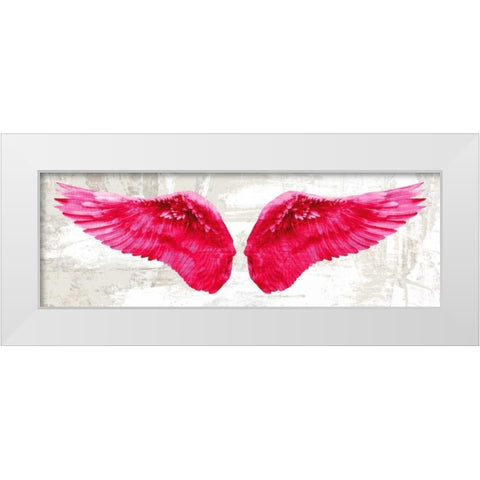 Angel Wings (Pink) White Modern Wood Framed Art Print by Joannoo