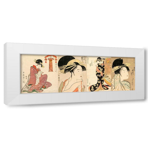 A Selection of Beautiful Women White Modern Wood Framed Art Print by Utamaro, Kitagawa