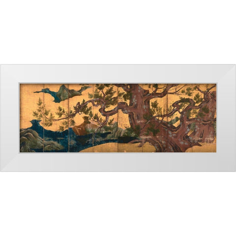 Tree in the Clouds White Modern Wood Framed Art Print by Eitoku, Kano
