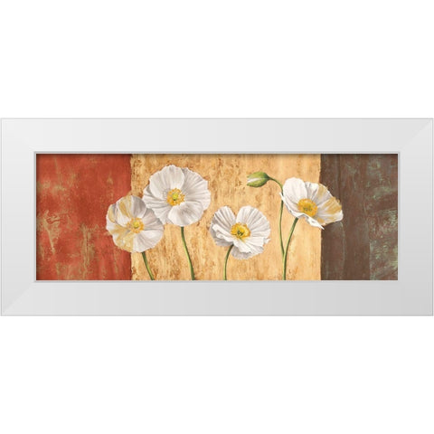 Poppies on Smooth Background White Modern Wood Framed Art Print by Jenny, Thomlinson