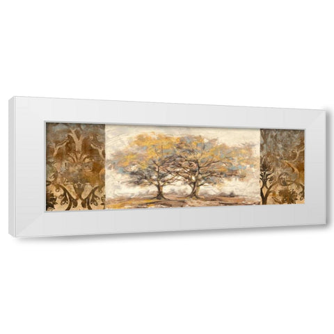 Golden trees White Modern Wood Framed Art Print by Lucas