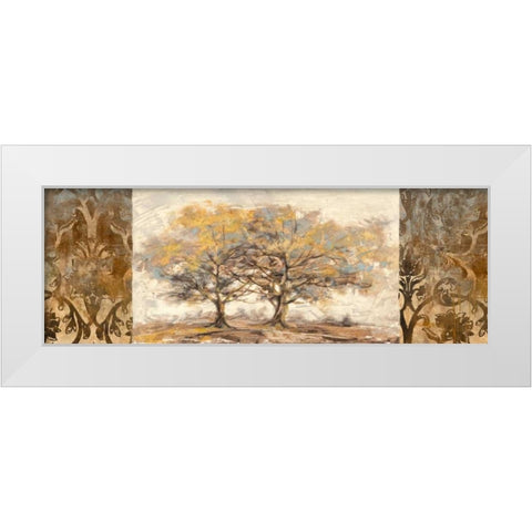 Golden trees White Modern Wood Framed Art Print by Lucas