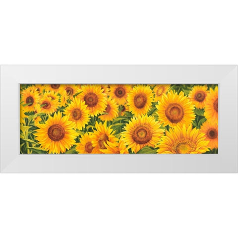 Field of Sunflowers White Modern Wood Framed Art Print by Villa, Luca