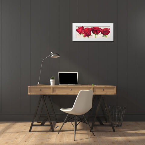 Rose romantiche White Modern Wood Framed Art Print by Villa, Luca