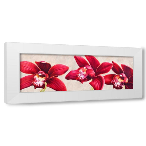 Eleganti orchidee White Modern Wood Framed Art Print by Villa, Luca