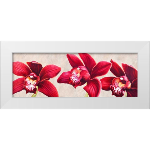 Eleganti orchidee White Modern Wood Framed Art Print by Villa, Luca
