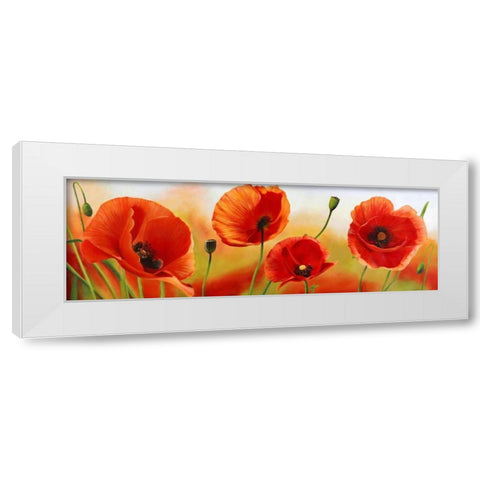 Poppies in the wind White Modern Wood Framed Art Print by Villa, Luca