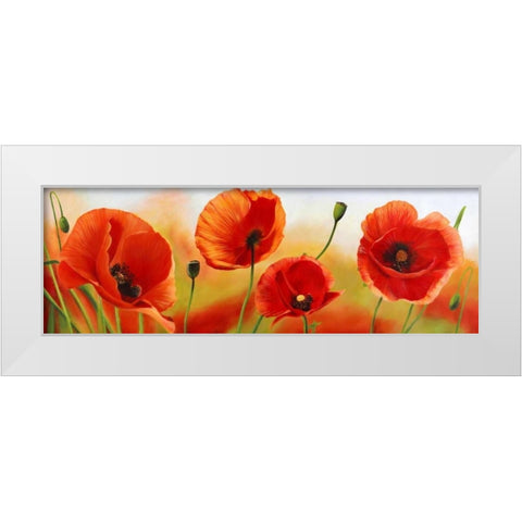 Poppies in the wind White Modern Wood Framed Art Print by Villa, Luca