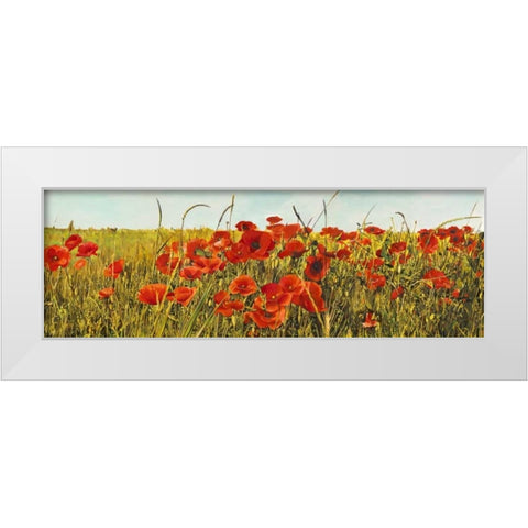 Poppy Field White Modern Wood Framed Art Print by Villa, Luca