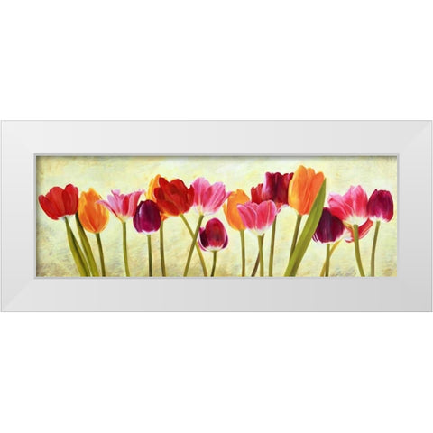 Tulip parade White Modern Wood Framed Art Print by Villa, Luca