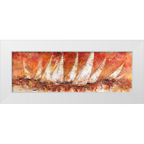 Regata al tramonto White Modern Wood Framed Art Print by Florio, Luigi