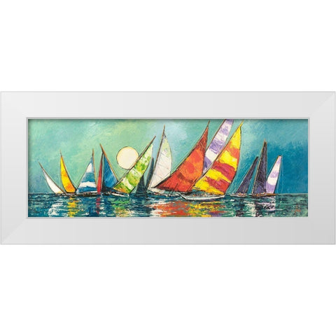 Regata al chiar di Luna I White Modern Wood Framed Art Print by Florio, Luigi