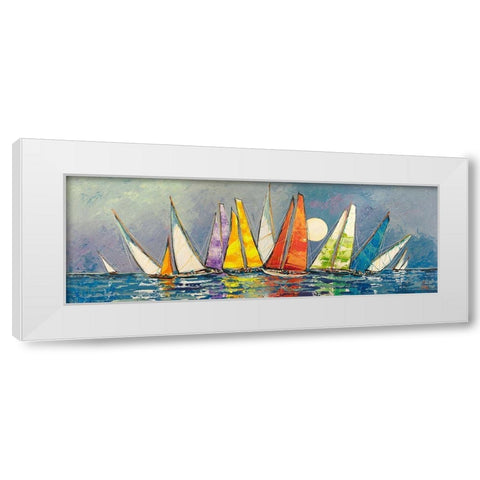 Regata al chiar di Luna II White Modern Wood Framed Art Print by Florio, Luigi