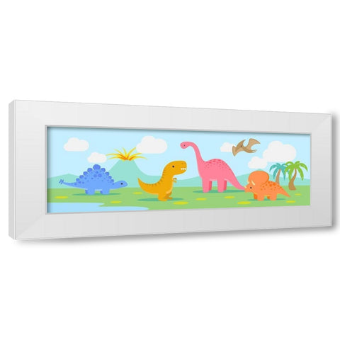 Lil Dinos White Modern Wood Framed Art Print by MalÃ¬a, Rodrigues