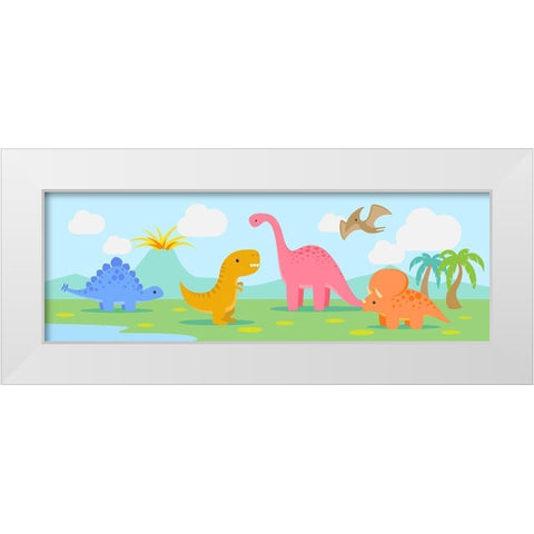 Lil Dinos White Modern Wood Framed Art Print by MalÃ¬a, Rodrigues