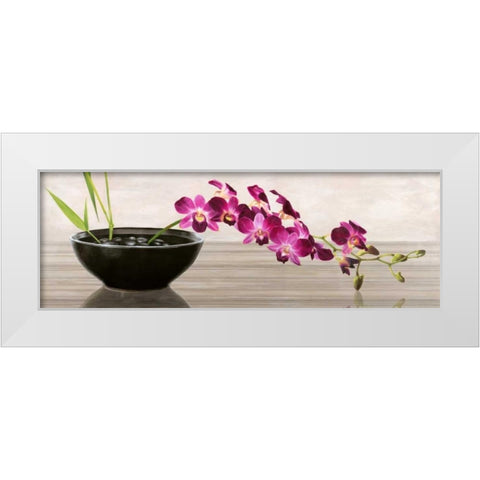 Orchid Arrangement White Modern Wood Framed Art Print by Mills, Shin