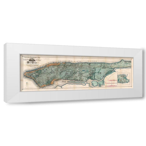 Map of Manhattan Island, 1865 White Modern Wood Framed Art Print by Anonymous