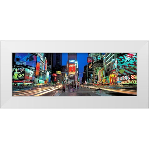 Times Square facing North NYC White Modern Wood Framed Art Print by Berenholtz, Richard