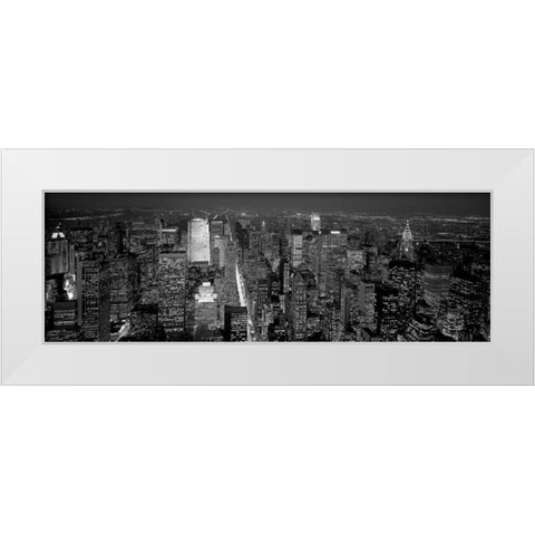 Midtown Manhattan at Night White Modern Wood Framed Art Print by Berenholtz, Richard