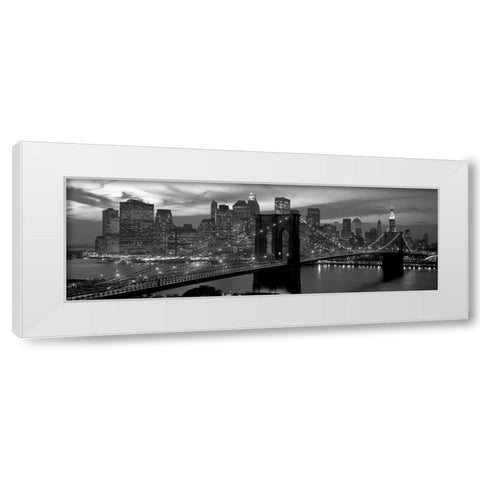 Brooklyn Bridge and Skyline White Modern Wood Framed Art Print by Berenholtz, Richard