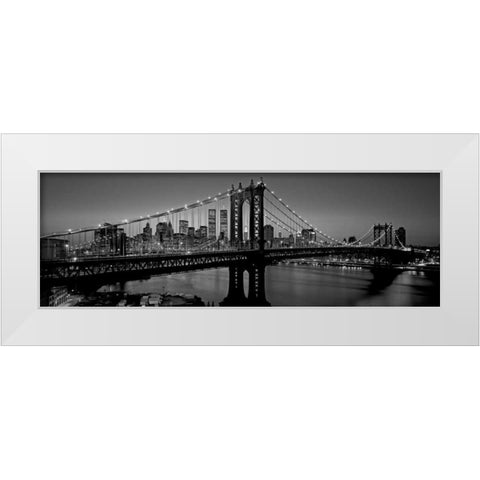 Manhattan Bridge and Skyline White Modern Wood Framed Art Print by Berenholtz, Richard