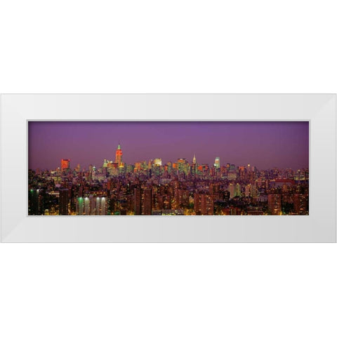 Manhattan at Night White Modern Wood Framed Art Print by Berenholtz, Richard