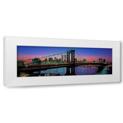 Manhattan Bridge and Skyline White Modern Wood Framed Art Print by Berenholtz, Richard