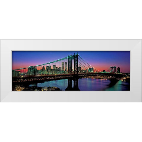 Manhattan Bridge and Skyline White Modern Wood Framed Art Print by Berenholtz, Richard