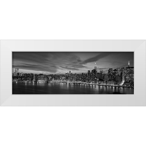 Manhattan Dusk White Modern Wood Framed Art Print by Berenholtz, Richard