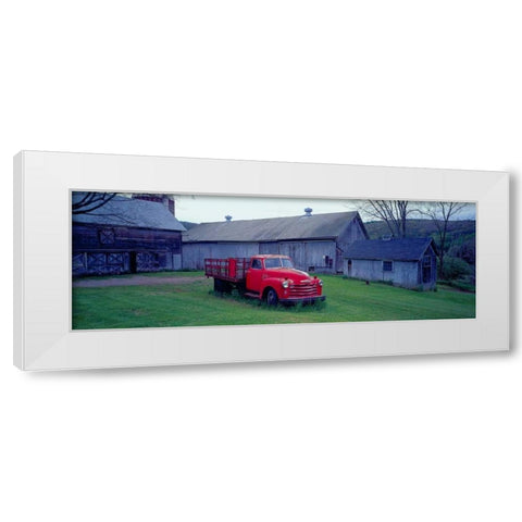Red Vintage Pickup White Modern Wood Framed Art Print by Berenholtz, Richard