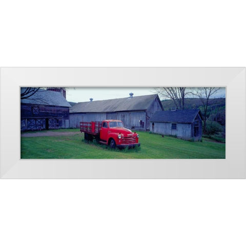 Red Vintage Pickup White Modern Wood Framed Art Print by Berenholtz, Richard