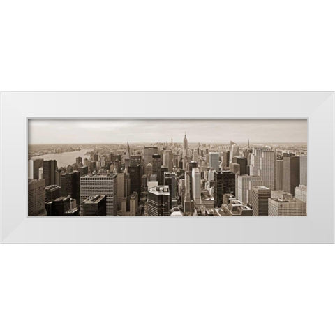 Manhattan Looking South White Modern Wood Framed Art Print by Berenholtz, Richard