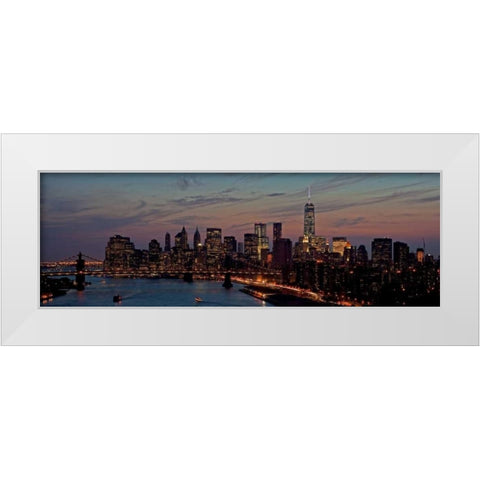 Lower Manhattan at dusk White Modern Wood Framed Art Print by Berenholtz, Richard