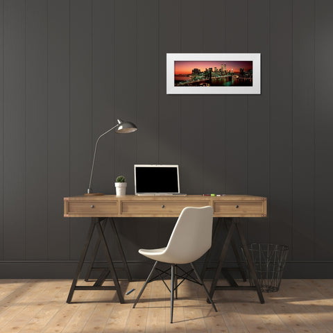 Brooklyn Bridge NYC White Modern Wood Framed Art Print by Berenholtz, Richard