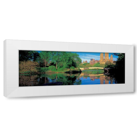 Bow Bridge and Central Park West View NYC White Modern Wood Framed Art Print by Berenholtz, Richard