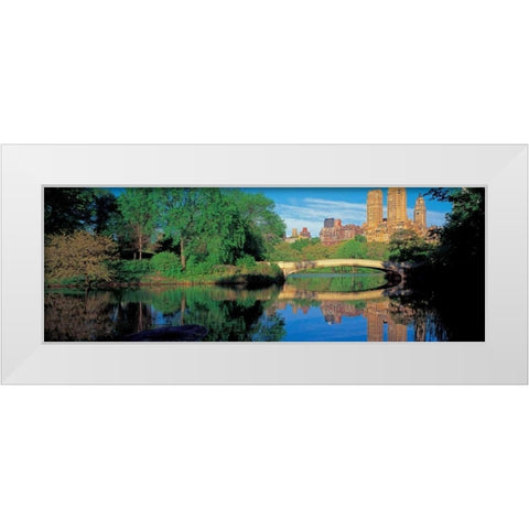 Bow Bridge and Central Park West View NYC White Modern Wood Framed Art Print by Berenholtz, Richard