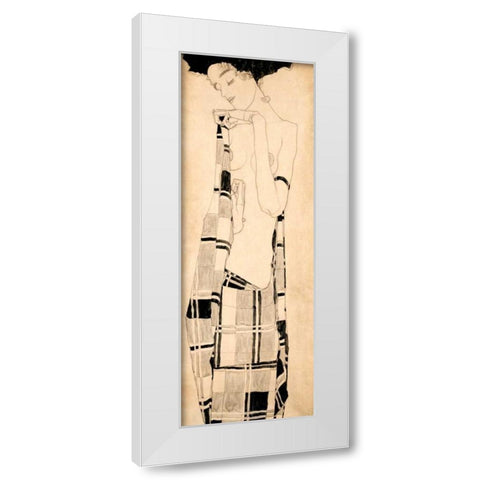 Standing Girl White Modern Wood Framed Art Print by Schiele, Egon