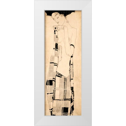 Standing Girl White Modern Wood Framed Art Print by Schiele, Egon