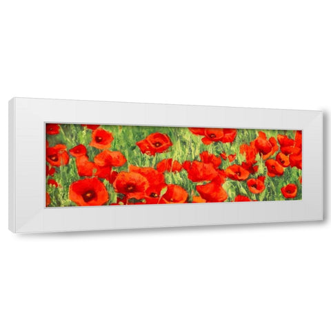 Poppy Field White Modern Wood Framed Art Print by Mei, Silvia